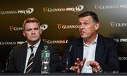 23 August 2017; Philip Browne, Chief Executive, IRFU, right, and Martin Anayi, Chief Executive, PRO14 Rugby, at the Guinness PRO14 season launch at the Aviva Stadium in Dublin. Photo by Ramsey Cardy/Sportsfile