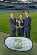 23 August 2017; In attendance at the Applegreen All-Ireland Hurling 7s launch, are, from left, Mark Lohan, Chairman of the Applegreen All Ireland Hurling 7s Committee, Peter Walsh, Kilmacud Crokes Hurling Chairman, and Conor Lucey, Applegreen, at Croke Park in Dublin. Photo by Piaras Ó Mídheach/Sportsfile