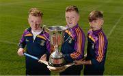 23 August 2017; Kilmacud Crokes players, from left, Michael Donnelly, Cian Donnelly and Brian Hayes in attendance at the Applegreen All-Ireland Hurling 7s launcht at Croke Park in Dublin. Photo by Piaras Ó Mídheach/Sportsfile