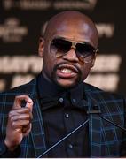 23 August 2017; Floyd Mayweather Jr during a news conference at the MGM Grand in Las Vegas, USA, ahead of his super welterweight boxing match with Conor McGregor at T-Mobile Arena in Las Vegas on Saturday August 26. Photo by Stephen McCarthy/Sportsfile