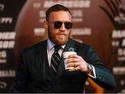 23 August 2017; Conor McGregor during a news conference at the MGM Grand in Las Vegas, USA, ahead of his super welterweight boxing match with Floyd Mayweather Jr at T-Mobile Arena in Las Vegas on Saturday August 26. Photo by Stephen McCarthy/Sportsfile