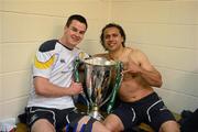 19 May 2012; Leinster's Jonathan Sexton, left, and Isa Nacewa celebrate with the Heineken Cup in the dressing room after the game. Heineken Cup Final, Leinster v Ulster, Twickenham Stadium, Twickenham, England. Picture credit: Stephen McCarthy / SPORTSFILE