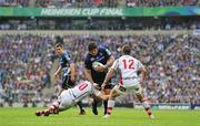19 May 2012; Mike Ross, Leinster, is tackled by Paddy Jackson, left, and Paddy Wallace, Ulster. Heineken Cup Final, Leinster v Ulster, Twickenham Stadium, Twickenham, England. Picture credit: Diarmuid Greene / SPORTSFILE