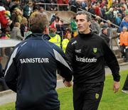20 May 2012; Donegal manager Jim McGuinness, right, shakes hands with Terry Hyland, Cavan manager, after the game. Ulster GAA Football Senior Championship Preliminary Round, Cavan v Donegal, Kingspan Breffni Park, Cavan. Picture credit: Oliver McVeigh / SPORTSFILE