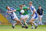 20 May 2012; Seanie Buckley, Limerick, in action against Cillian O'Keeffe, left, and Wayne Hennessy, Waterford. Munster GAA Football Senior Championship Quarter-Final, Limerick v Waterford, Gaelic Grounds, Limerick. Picture credit: Diarmuid Greene / SPORTSFILE