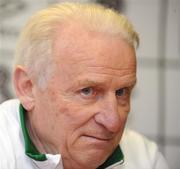 20 May 2012; Republic of Ireland manager Giovanni Trapattoni speaking to the media during a press conference ahead of their side's International Friendly match against Bosnia & Herzegovina on Saturday. Republic of Ireland Squad Press Conference, Gannon Park, Malahide, Co. Dublin. Picture credit: Ray Lohan / SPORTSFILE