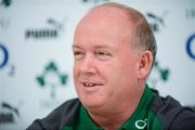 21 May 2012; Ireland head coach Declan Kidney speaking to the media during a squad announcement for the touring squad to New Zealand. Aviva Stadium, Lansdowne Road, Dublin. Picture credit: Barry Cregg / SPORTSFILE