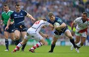 19 May 2012; Gordon D'Arcy, Leinster, is tackled by Paddy Jackson, Ulster. Heineken Cup Final, Leinster v Ulster, Twickenham Stadium, Twickenham, England. Picture credit: Diarmuid Greene / SPORTSFILE