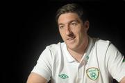 21 May 2012; Republic of Ireland's Stephen Ward speaking to the media during a mixed zone. Republic of Ireland Mixed Zone, Gannon Park, Malahide, Co. Dublin. Photo by Sportsfile