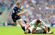 19 May 2012; Gordon D'Arcy, Leinster, is tackled by Paddy Wallace, Ulster. Heineken Cup Final, Leinster v Ulster, Twickenham Stadium, Twickenham, England. Picture credit: Tom Dwyer / SPORTSFILE