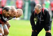 19 May 2012; Ulster head coach Brian McLaughlin issues instructions to the Ulster pack during the warm up. Heineken Cup Final, Leinster v Ulster, Twickenham Stadium, Twickenham, England. Picture credit: Tom Dwyer / SPORTSFILE