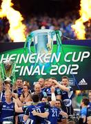 19 May 2012; Leinster players celebrate with the Heineken Cup. Heineken Cup Final, Leinster v Ulster, Twickenham Stadium, Twickenham, England. Picture credit: Tom Dwyer / SPORTSFILE