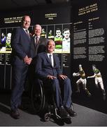 24 August 2017; Uachtarán Chumann Lúthchleas Gael Aogán Ó Fearghail, centre, with former Kerry footballer Jack O'Shea, left, and former Offaly footballer Matt Connor during the GAA Museum Hall of Fame – Announcement of 2017 Inductees event at GAA Museum Auditorium, Cusack Stand, Croke Park in Dublin. Photo by Matt Browne/Sportsfile