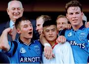 17 September 1995; Dublin players, from left, Jim Gavin, Jason Sherlock, and Paul Bealin after the GAA Football All-Ireland Senior Champtionship Final match between Dublin and Tyrone at Croke Park in Dublin. Photo by Ray McManus/Sportsfile