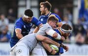 25 August 2017; Michael Bent of Leinster is tackled by Nick Auterac, left, and Elliott Stooke of Bath  during the Bank of Ireland pre-season friendly match between Leinster and Bath at Donnybrook Stadium in Dublin. Photo by Ramsey Cardy/Sportsfile