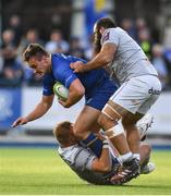 25 August 2017; Rónan Kelleher of Leinster is tackled by Jack Walker, left, and Kane Palma-Newport of Bath during the Bank of Ireland pre-season friendly match between Leinster and Bath at Donnybrook Stadium in Dublin. Photo by Ramsey Cardy/Sportsfile