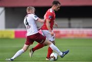 25 August 2017; Christy Fagan of St. Patrick's Athletic in action against Paul Sinnott of Galway United during the Irish Daily Mail FAI Cup Second Round match between St. Patrick's Athletic and Galway United at Richmond Park, in Dublin.  Photo by Matt Browne/Sportsfile