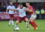 25 August 2017; Gavan Holohan of Galway United in action against Graham Kelly of St. Patrick's Athletic during the Irish Daily Mail FAI Cup Second Round match between St. Patrick's Athletic and Galway United at Richmond Park, in Dublin.  Photo by Matt Browne/Sportsfile