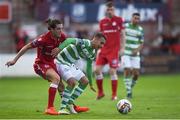 25 August 2017; Graham Burke of Shamrock Rovers in action against Adam Evans of Shelbourne during the Irish Daily Mail FAI Cup Second Round match between Shelbourne and Shamrock Rovers at Tolka Park, in Dublin. Photo by David Fitzgerald/Sportsfile