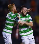 25 August 2017; Brandon Miele of Shamrock Rovers celebrates after scoring his side's first goal with team-mate Ryan Connolly during the Irish Daily Mail FAI Cup Second Round match between Shelbourne and Shamrock Rovers at Tolka Park, in Dublin. Photo by David Fitzgerald/Sportsfile