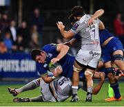 25 August 2017; James Ryan of Leinster is tackled by Elliott Stooke, left, and Guy Mercer of Bath during the Bank of Ireland pre-season friendly match between Leinster and Bath at Donnybrook Stadium in Dublin. Photo by Ramsey Cardy/Sportsfile