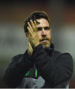 25 August 2017; Shamrock Rovers manager Stephen Bradley salutes the crowd following his side's victory in the Irish Daily Mail FAI Cup Second Round match between Shelbourne and Shamrock Rovers at Tolka Park, in Dublin. Photo by David Fitzgerald/Sportsfile