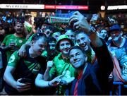 25 August 2017; Promotor Eddie Hearn with Conor McGregor supporters prior to the weigh-in for the super welterweight boxing match bewteen Floyd Mayweather Jr and Conor McGregor at T-Mobile Arena in Las Vegas, USA. Photo by Stephen McCarthy/Sportsfile