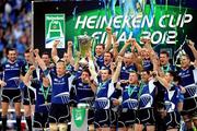 19 May 2012; Leinster captain Leo Cullen, left, and team-mate Shane Jennings lift the Heineken Cup. Heineken Cup Final, Leinster v Ulster, Twickenham Stadium, Twickenham, England. Picture credit: Tom Dwyer / SPORTSFILE