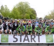 20 May 2012; Riders await the stage of the 2012 An Post Rás. Dunboyne - Kilkenny. Picture credit: Stephen McCarthy / SPORTSFILE
