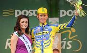 21 May 2012; Dale Appleby, Metaltek, who placed second on the stage with Miss An Post Rás Gort Orla Ruane following the second stage of the 2012 An Post Rás. Kilkenny - Gort. Picture credit: Stephen McCarthy / SPORTSFILE
