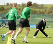 22 May 2012; Republic of Ireland manager Giovanni Trapattoni watches on as Damien Duff, left, and Stephen Hunt go through their paces during squad training ahead of their International Friendly against Bosnia & Herzegovina on Saturday. Republic of Ireland Squad Training, Gannon Park, Malahide, Co. Dublin. Picture credit: David Maher / SPORTSFILE