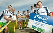 22 May 2012; Ulster Bank, official sponsor of the GAA All-Ireland Football Championship, is offering 25% cash-back on GAA match tickets booked through ufirst and ufirstgold current accounts, saving GAA fans up to €20 for a family of four per match this Summer. Ulster Bank's selection of GAA stars pictured at the launch are, from left to right, Donegal footballer Karl Lacey, Kerry footballer Kieran Donaghy, Cork hurler John Gardiner, Cork Hurler Sean Óg Ó hAilpin, Galway footballer Joe Bergin,  Down footballer Danny Hughes, Galway footballer Finian Hanley, and Kerry footballer Darran O'Sullivan. Na Fianna GAA Club, Mobhi Road, Glasnevin, Dublin. Photo by Sportsfile