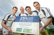 22 May 2012; Ulster Bank, official sponsor of the GAA All-Ireland Football Championship, is offering 25% cash-back on GAA match tickets booked through ufirst and ufirstgold current accounts, saving GAA fans up to €20 for a family of four per match this Summer. Ulster Bank's selection of GAA stars pictured at the launch are, from left, Galway footballer Joe Bergin, Kerry footballer Kieran Donaghy, Cork Hurler Sean Óg Ó hAilpin and Donegal footballer Karl Lacey. Na Fianna GAA Club, Mobhi Road, Glasnevin, Dublin. Photo by Sportsfile