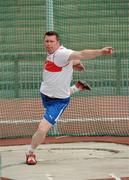 20 May 2012; Sean Breathnach, Galway City Harriers A.C., in action during the Mens Discus event. Woodie's DIY AAI Games, Morton Stadium, Santry, Dublin. Picture credit: Tomas Greally / SPORTSFILE