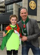 26 August 2017; Ava Mai Casey and her dad, the former Mayo player John, from Charlestown, outside Croke Park before the GAA Football All-Ireland Senior Championship Semi-Final Replay match between Kerry and Mayo at Croke Park in Dublin. Photo by Ray McManus/Sportsfile