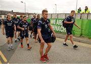26 August 2017; Ian Madigan of Bristol arrives prior to the Pre-season Friendly match between Connacht and Bristol at the Sportsground in Galway. Photo by Seb Daly/Sportsfile