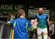 26 August 2017; Connacht captain John Muldoon high-fives a young supporters prior to the Pre-season Friendly match between Connacht and Bristol at the Sportsground in Galway. Photo by Seb Daly/Sportsfile