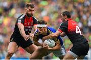 26 August 2017; David Moran of Kerry in action against Aidan O'Shea, left, and Keith Higgins of Mayo during the GAA Football All-Ireland Senior Championship Semi-Final Replay match between Kerry and Mayo at Croke Park in Dublin. Photo by Brendan Moran/Sportsfile