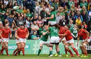 26 August 2017; Paula Fitzpatrick of Ireland taking the ball in the lineout during the 2017 Women's Rugby World Cup, 7th Place Play-Off between Ireland and Wales at Kingspan Stadium in Belfast. Photo by Oliver McVeigh/Sportsfile