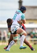 26 August 2017; John Muldoon of Connacht is tackled by Sione Faletau of Bristol during the Pre-season Friendly match between Connacht and Bristol at the Sportsground in Galway. Photo by Seb Daly/Sportsfile