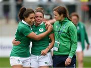 26 August 2017; Sene Naoupu and Larissa Muldoon of Ireland after the 2017 Women's Rugby World Cup, 7th Place Play-Off between Ireland and Wales at Kingspan Stadium in Belfast. Photo by Oliver McVeigh/Sportsfile