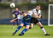 26 August 2017; Dean Hurley of Crumlin United in action against Shane Grimes of Dundalk during the Irish Daily Mail FAI Cup Second Round match between Crumlin United and Dundalk at Iveagh Grounds in Drimnagh, Dublin. Photo by Cody Glenn/Sportsfile
