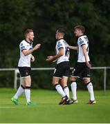 26 August 2017; Sean Hoare, left, of Dundalk celebrates scoring his side's second goal with team-mates Dylan Connolly, centre, and Sean Gannon during the Irish Daily Mail FAI Cup Second Round match between Crumlin United and Dundalk at Iveagh Grounds in Drimnagh, Dublin. Photo by Cody Glenn/Sportsfile