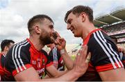 26 August 2017; Aidan O'Shea of Mayo, left, celebrates with team-mate Barry Moran after the GAA Football All-Ireland Senior Championship Semi-Final Replay match between Kerry and Mayo at Croke Park in Dublin. Photo by Piaras Ó Mídheach/Sportsfile