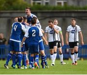 26 August 2017; Crumlin United players celebrate their side's first goal scored by Jake Donnelly during the Irish Daily Mail FAI Cup Second Round match between Crumlin United and Dundalk at Iveagh Grounds in Drimnagh, Dublin. Photo by Cody Glenn/Sportsfile