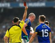 26 August 2017; Kieran Donaghy of Kerry, centre,  is shown a red card near the end of the game by referee David Gough during the GAA Football All-Ireland Senior Championship Semi-Final Replay match between Kerry and Mayo at Croke Park in Dublin. Photo by Ray McManus/Sportsfile