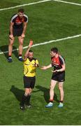 26 August 2017; Paddy Durcan of Mayo receives a red card from referee David Gough during the GAA Football All-Ireland Senior Championship Semi-Final Replay match between Kerry and Mayo at Croke Park in Dublin. Photo by Daire Brennan/Sportsfile