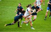 26 August 2017; Abby Gustaitis of USA  is tackled by Julie Annery of France during the 2017 Women's Rugby World Cup, Bronze Final match between France and USA at Kingspan Stadium in Belfast. Photo by Oliver McVeigh/Sportsfile