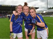 26 August 2017; Tipperary players, from left, Caomihe Condon, Aishling Moloney, and Samantha Lambert celebrate after the TG4 Ladies Football All-Ireland Intermediate Championship Semi-Final match between Meath and Tipperary at Semple Stadium in Thurles, Co. Tipperary. Photo by Matt Browne/Sportsfile