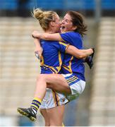 26 August 2017; Tipperary players from Samantha Lambert, left, and Mairead Morrissey celebrate after the TG4 Ladies Football All-Ireland Intermediate Championship Semi-Final match between Meath and Tipperary at Semple Stadium in Thurles, Co. Tipperary. Photo by Matt Browne/Sportsfile